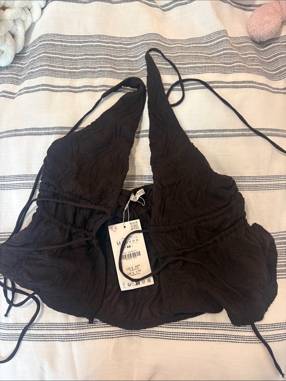 Zara Dark Brown Halter Tie-Back Bandeau Top